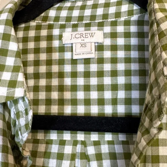 J. Crew Olive Checkered Button Down Shirt - Picture 2 of 5